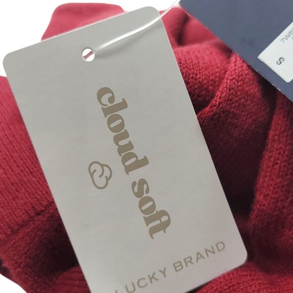 Lucky Brand Womens V-Neck Sweater S Red Cotton/Cashmere Oversized Cloud Soft - Picture 9 of 11